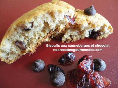 biscuits aux canneberges et chocolat