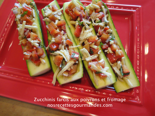 Recette de Zucchinis farcis aux poivrons et fromage